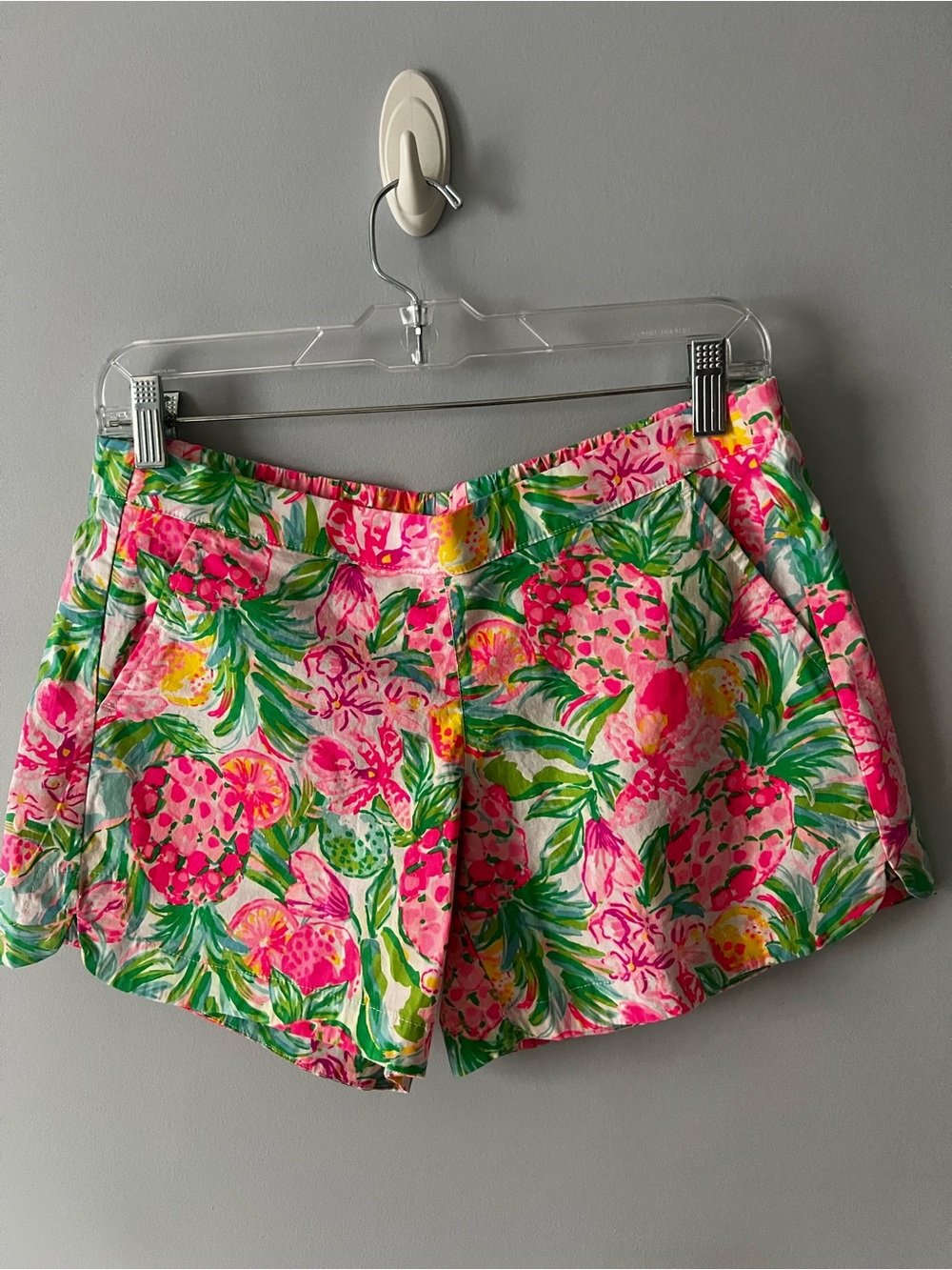 Lilly Pulitzer Ocean View Pear Necessities Tropical Cotton Pull On Shorts NEW S